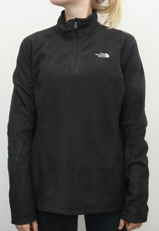 THE NORTH FACE - BLACK QUARTER ZIP FLEECE JUMPER - LARGE