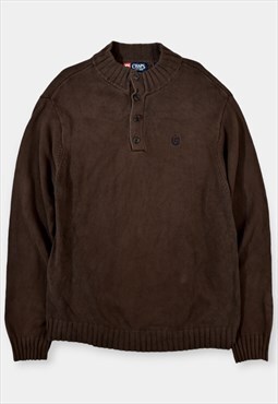 Ralph Lauren Knitted Sweater Button Up Logo Brown