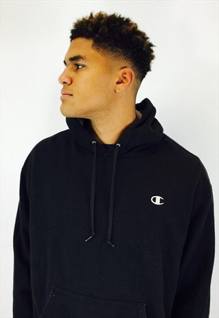 CHAMPION EMBROIDERED BLACK HOODIE
