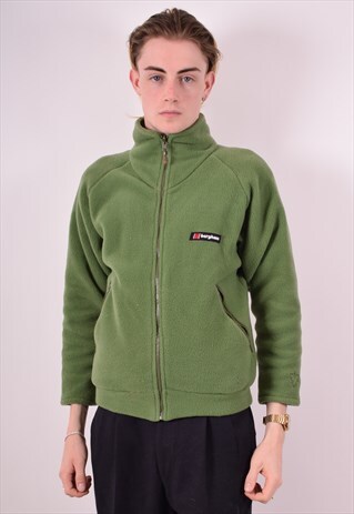 BERGHAUS MENS VINTAGE FLEECE JACKET SMALL GREEN 90S