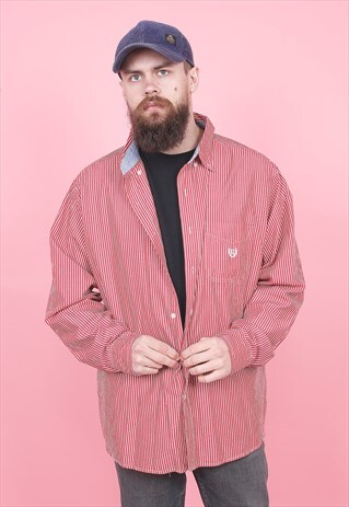 VINTAGE CHAPS RED STRIPED SHIRT /R8343