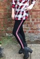 BLACK WITH RED & WHITE SIDE STRIPE SKINNY JEANS