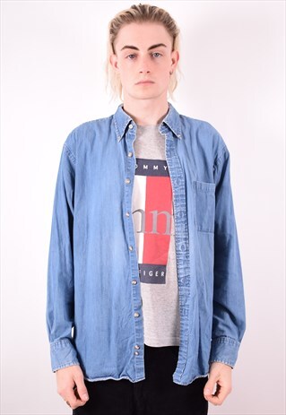 MENS VINTAGE DENIM SHIRT XL BLUE 90S