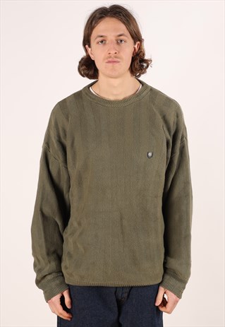 VINTAGE CHAPS JUMPER MEN'S KHAKI GREEN