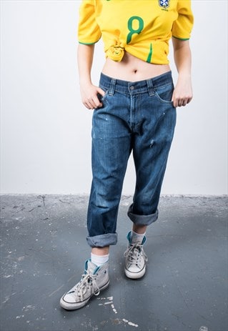 VINTAGE 506 LEVI'S BLUE RIPPED MOM JEANS