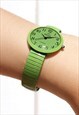 LADIES MINI GREEN WATCH ON EXPANDER STRAP