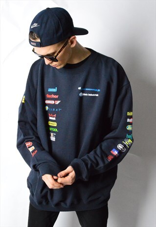 VINTAGE 90S NAVY BLUE OVERSIZED SWEATSHIRT