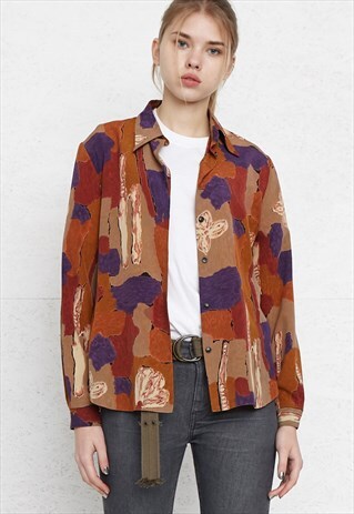 VINTAGE BROWN PURPLE LONG SLEEVE SHIRT