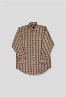 Vintage 90s Burberry Nova Check Long Sleeve Shirt in Beige