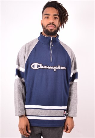 CHAMPION MENS VINTAGE SWEATSHIRT JUMPER LARGE NAVY BLUE 90S