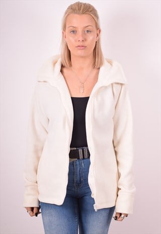 CALVIN KLEIN WOMENS VINTAGE FLEECE JACKET LARGE WHITE 90S
