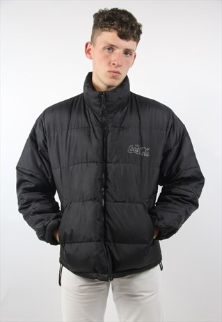 VINTAGE COCA COLA BLACK PUFFER JACKET