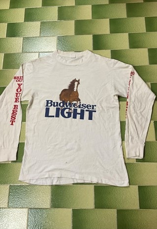 VINTAGE 90S BUDWEISER LIGHT HORSE LONG SLEEVE T-SHIRT