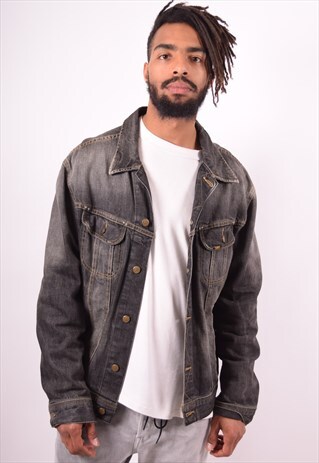 LEE MENS VINTAGE DENIM JACKET XL BLACK 90S