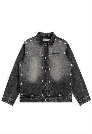 Cowboy denim jacket bleached retro jean bomber acid black 