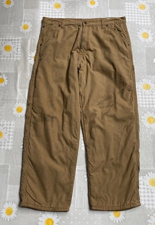 Beige Wrangler Fleece Lined Carpenter Pants W36
