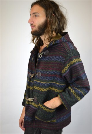VINTAGE 90'S STRIPED WOOL COAT