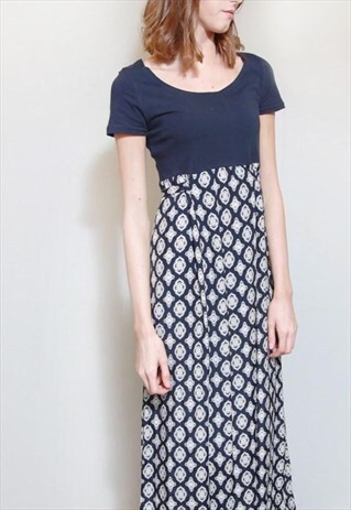 VINTAGE 1990'S NAVY BLUE EMPIRE LINE MAXI DRESS