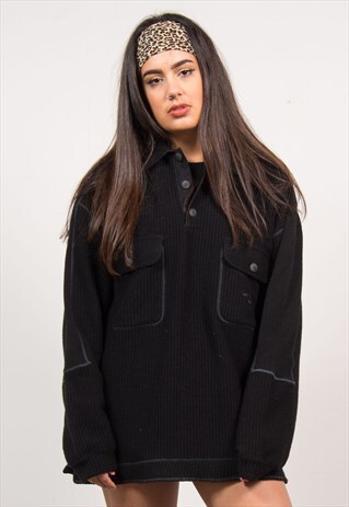 VINTAGE 90'S BLACK RIBBED JUMPER