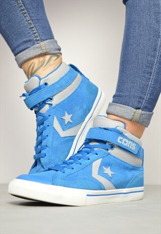 VINTAGE 90S CONVERSE BLUE SUEDE HI TOPS GRUNGE RETRO HIP HOP