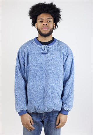 VINTAGE 90'S DENIM PATTERNED PADDED SWEATSHIRT