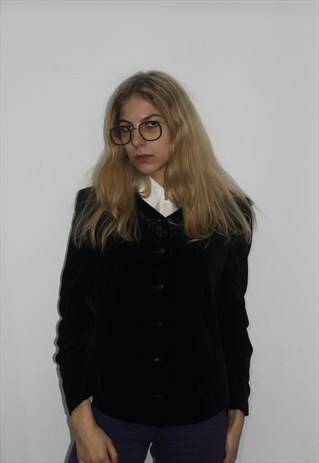 VINTAGE 90' OLDSCHOOL BLACK VELVET UNISEX JACKET