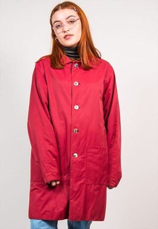 VINTAGE 90'S RED OVERSIZED MAC TRENCH COAT