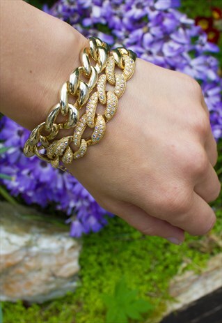 VINTAGE CHUNKY GOLD & DIAMANTE CHAIN
