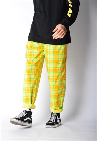 VINTAGE 80S YELLOW CHECK PANTS