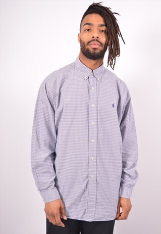 VINTAGE POLO RALPH LAUREN SHIRT CHECK BLUE