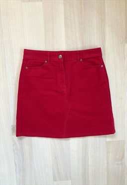 Y2K Red Corduroy Mini Skirt
