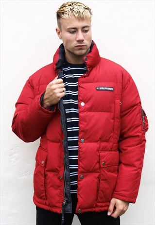 RED TOMMY HILFIGER PUFFER JACKET