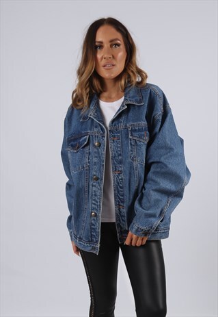 VINTAGE DENIM JACKET OVERSIZED FITTED UK 16 - 18 XL (J3M)