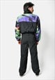 90S VINTAGE SKI SUIT MENS BLACK MULTI WINTER WARM JUMPSUIT