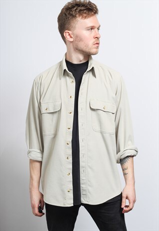 VINTAGE CORDUROY CORD SHIRT GREY