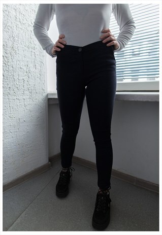 VINTAGE 90'S NAVY SNAKE SKIN PRINT SKINNY STRETCHY TROUSERS