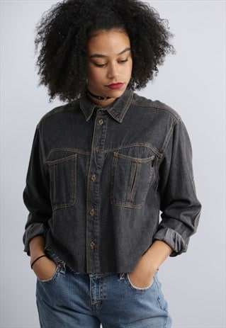 VINTAGE REWORKED CROPPED DENIM SHIRT Z713