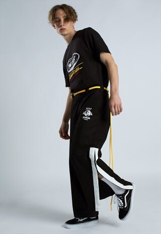 "GLOBAL WARMING" WIDE-LEG CHINOS - BLACK