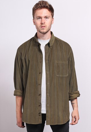 VINTAGE CORDUROY CORD STRIPED SHIRT
