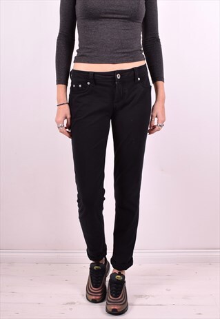 GUESS WOMENS VINTAGE TROUSERS W29 L31 BLACK 90'S