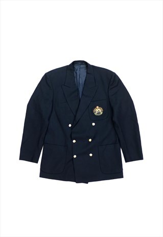 VINTAGE 90S BURBERRY WOOL BLAZER NAVY
