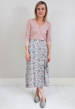 VINTAGE 90'S FLORAL BUTTON DOWN MIDI SKIRT