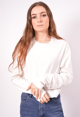 VINTAGE CALVIN KLEIN TOP LONG SLEEVE WHITE