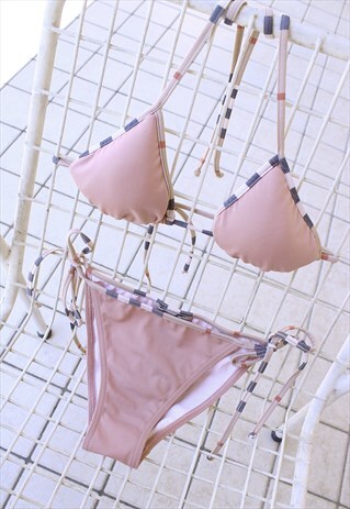 pink burberry bikini