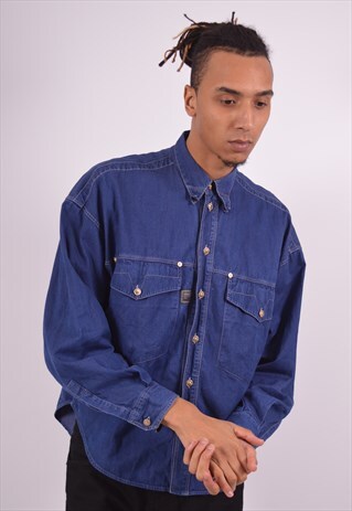 VINTAGE VERSACE DENIM SHIRT BLUE
