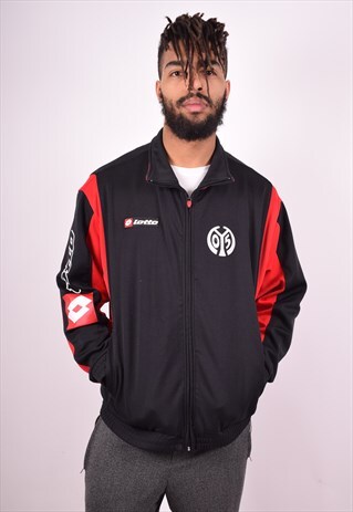 LOTTO MENS VINTAGE TRACKSUIT TOP JACKET XL BLACK 90'S