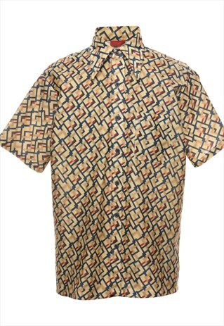 Vintage 1970s Geometric Pattern Short Sleeved Shirt - L