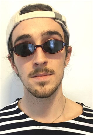VINTAGE 1990S BROWN HEXAGON RARE SUNGLASSES