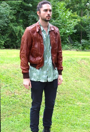 VINTAGE 80S LEATHER BOMBER JACKET XS/SMALL - INDIE FESTIVAL