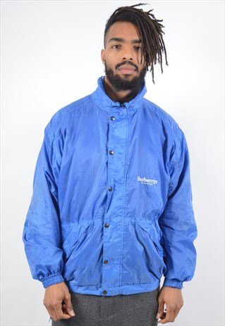 BURBERRY MENS VINTAGE JACKET LARGE BLUE 90S